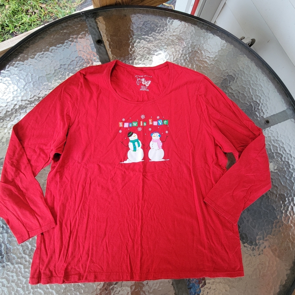 Just My Size Red Snowman Long Sleeve Tee 2X